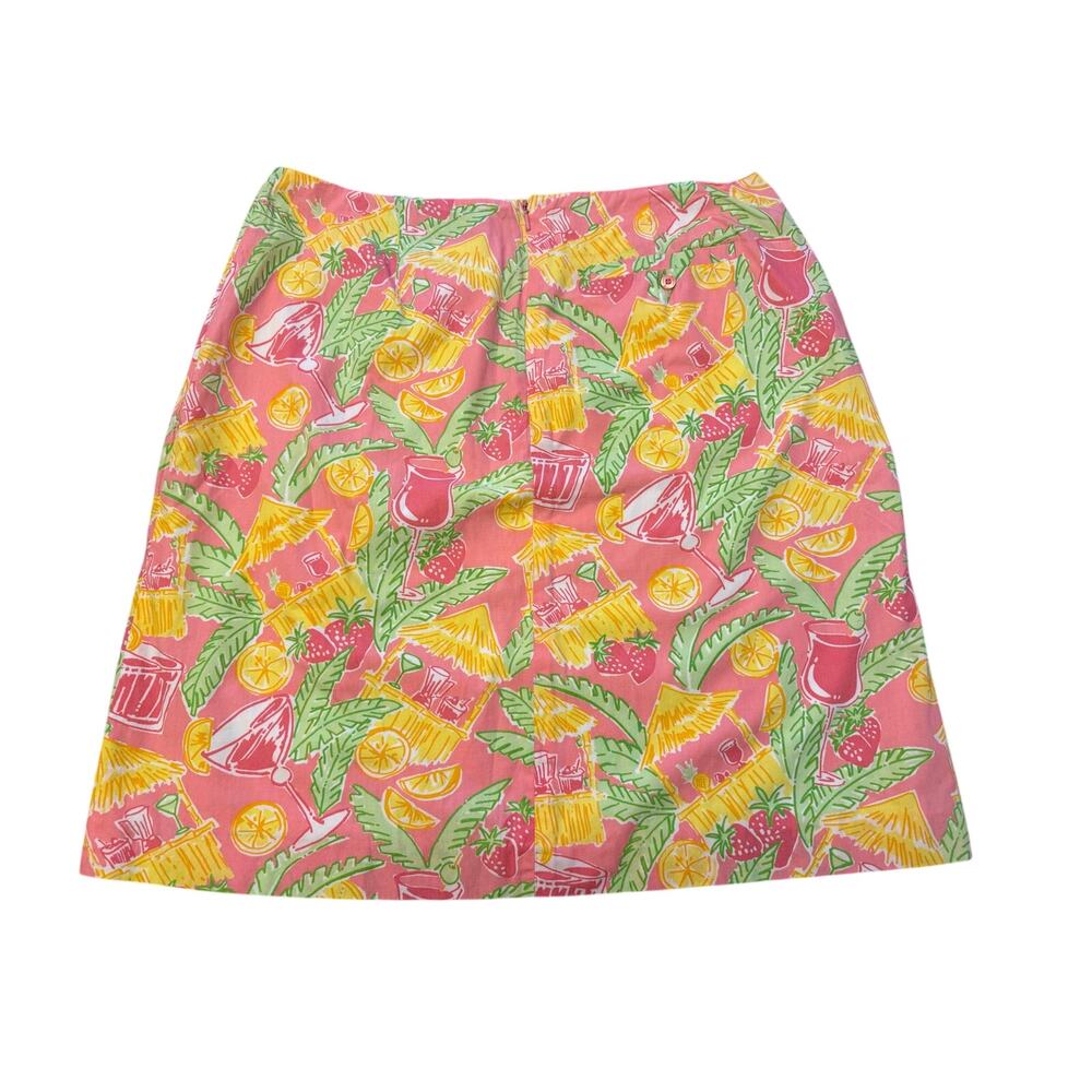 Vintage Lilly Pulitzer Juice Bar Mini Skirt 8 Pink Tiki Beach Preppy White Label - Picture 3 of 6
